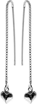 Sterling Silver Pull Through Small Heart Drop Earrings