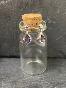 Amethyst And 9ct White Gold Pear Shaped Drop Earrings