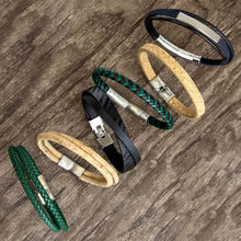 Load image into Gallery viewer, Fred Bennett Forest Green Leather Double Row Bracelet
