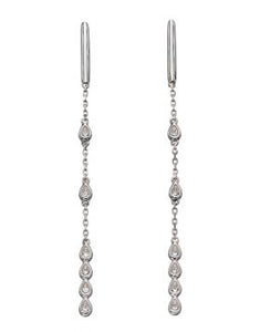 9ct White Gold Chain Drop Diamond Earrings