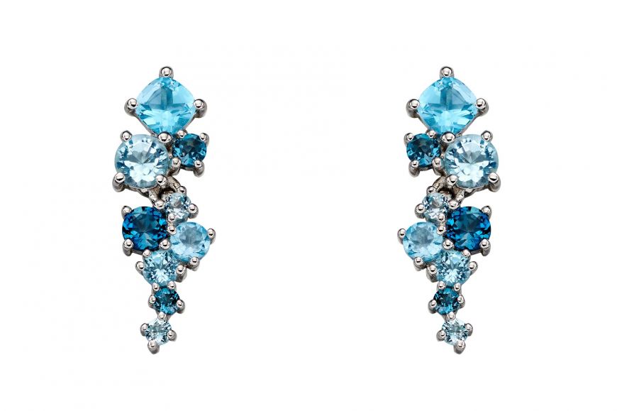 Blue Topaz And 9ct White Gold Earrings