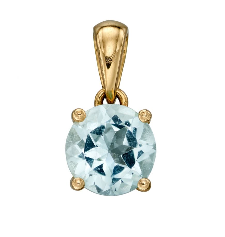 9ct Gold March Birthstone Pendant, Aquamarine
