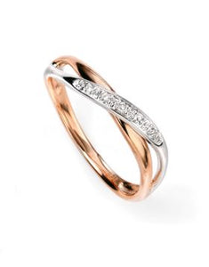 9ct White/Rose Gold Diamond Wrap Over Ring