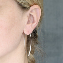 Load image into Gallery viewer, Sterling Silver Tapered Bar Pull Through Earrings
