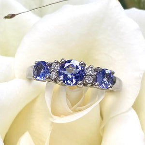 Pre-Loved 18ct White Gold Tanzanite and Diamond Ring