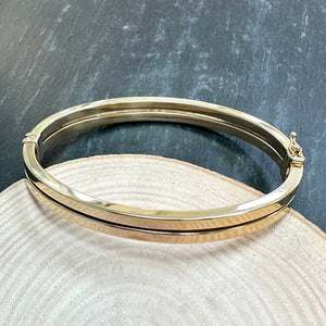 Preloved 9ct Yellow Gold Double Row Hinged Bangle james bishop