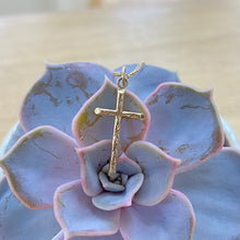 Load image into Gallery viewer, Preloved 9ct Yellow Gold Cross Pendant and Chain
