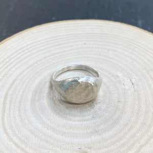 Handmade Silver Hammered Signet Ring