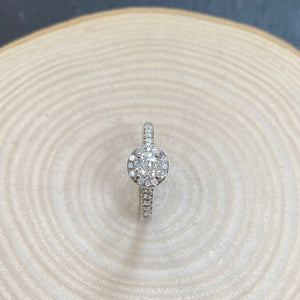 9ct White Gold Diamond Halo Engagement Ring