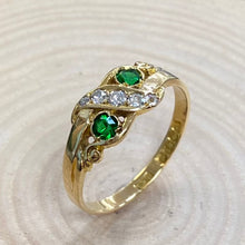 Load image into Gallery viewer, Victorian 18ct Yellow Gold Green Garnet and Diamond Ring
