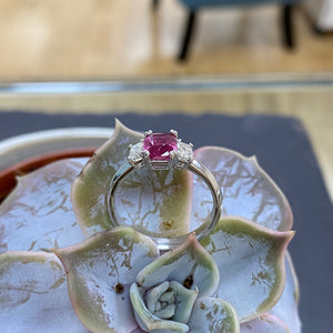 Hot Pink Sapphire & Diamond Ring
