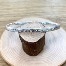 Load image into Gallery viewer, Handmade by James Sterling Silver Hand Stamped Heart Bangle
