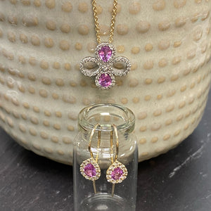 Platinum Pink Sapphire & Diamond Clover Necklace