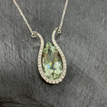 Load image into Gallery viewer, White Gold Lime Beryl &amp; Diamond Necklace
