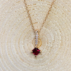 Rose Gold Rubelite & Diamond Necklace