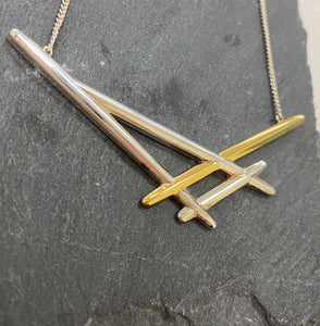 Sterling Silver And Gold Plated Geometric Necklace