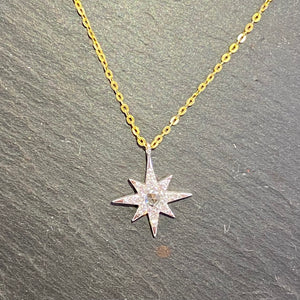 18ct Rose Cut Diamond Star Necklace