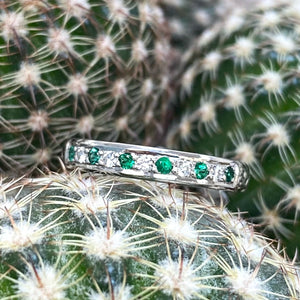 9ct White Gold Emerald and Diamond Eternity Ring