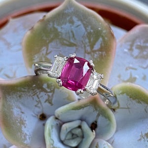 Platinum Hot Pink Sapphire & Diamond Ring