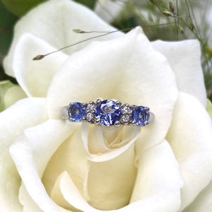 Pre-Loved 18ct White Gold Tanzanite and Diamond Ring