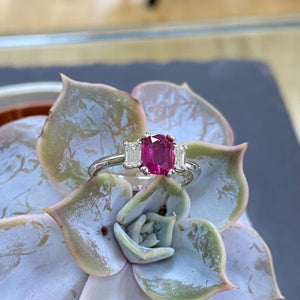 Hot Pink Sapphire & Diamond Ring