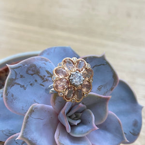 18ct Morganite & Diamond Flower Ring