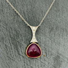 Load image into Gallery viewer, White Gold Cabochon Ruby &amp; Diamond Necklace
