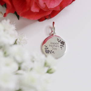 Sterling Silver ‘Happy Mother’s Day’ Flowers Pendant / Charm