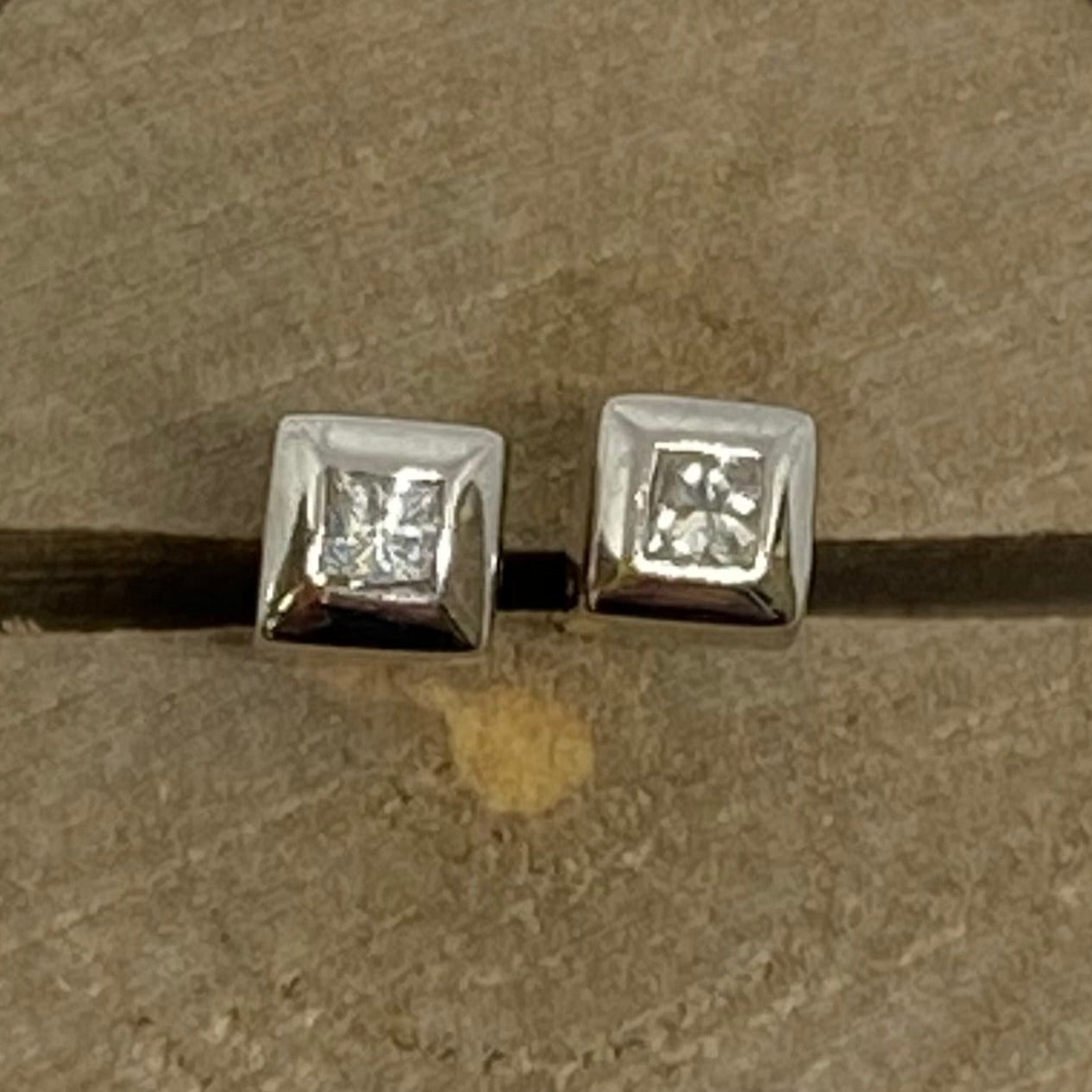 9ct White Gold Princess Cut Diamond Studs 0.16ct