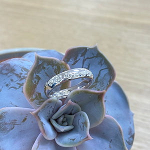 9ct White Gold Flower Engraved Ring