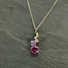 Load image into Gallery viewer, Platinum Staggered Necklace With Tourmaline, Sapphire And Diamond
