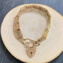 Load image into Gallery viewer, Preloved 9ct Rose Gold Heart Padlock Bracelet
