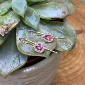 Pink Sapphire & Diamond Drop Earrings
