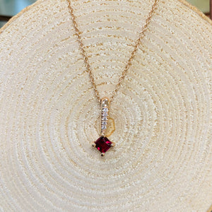 Rose Gold Rubelite & Diamond Necklace