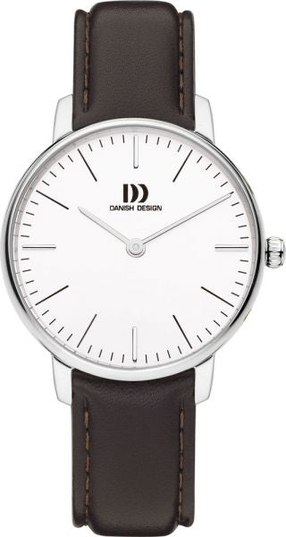 Mens Danish Design Steel Brown Leather Strap Watch