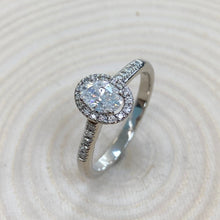 Load image into Gallery viewer, Platinum Oval Diamond Halo Engagement Ring
