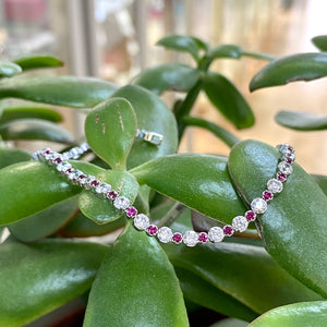 Sterling Silver Red CZ Tennis Bracelet