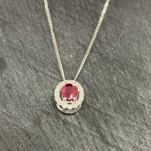 Load image into Gallery viewer, White Gold Ruby &amp; Diamond Cluster Pendant
