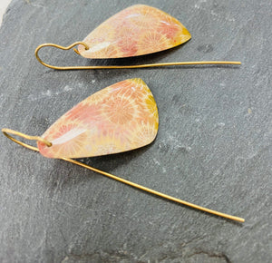 Filipino Fossil Drop Earings on 9ct Gold