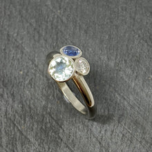 Load image into Gallery viewer, Platinum Sapphire, Beryl &amp; Diamond Flower Pot Ring
