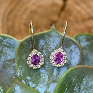 Pink Sapphire & Diamond Drop Earrings