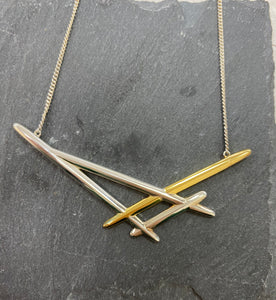 Sterling Silver And Gold Plated Geometric Necklace