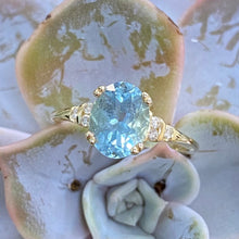 Load image into Gallery viewer, 9ct Yellow Gold Aquamarine &amp; Diamond Ring
