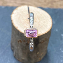 Load image into Gallery viewer, Pre-Loved 18ct White Gold Ring with a Pink Ceylon Sapphire and Diamonds
