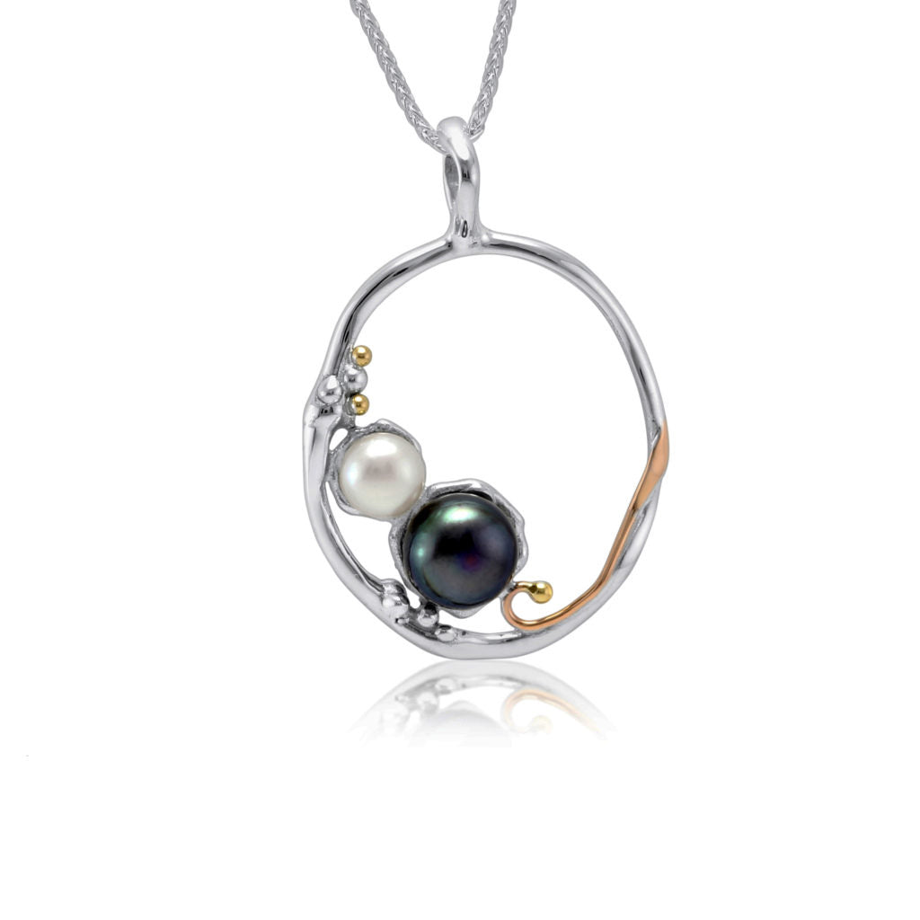 Sterling Silver Pendant with a Duo of Freshwater Pearls