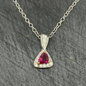 Burmese Ruby & Diamond Pendant Set In White Gold