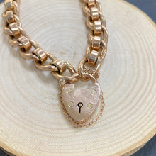 Load image into Gallery viewer, Preloved 9ct Rose Gold Heart Padlock Bracelet
