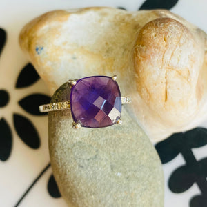 Sterling Silver Amethyst & Cubic Zirconia Ring