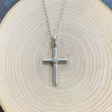 Load image into Gallery viewer, Preloved 9ct White Gold and Diamond Cross Pendant
