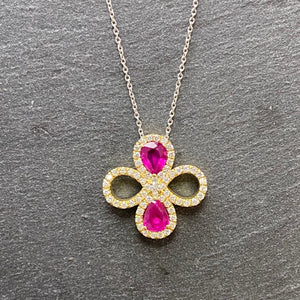 Ruby & Diamond Clover Necklace